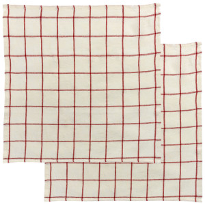 Lot de 2 serviettes de table Karma carreaux écru/rouge de Winkler