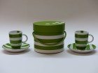 Coffret tasse à café x2 rayures en porcelaine vert et blanc PPD