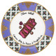 Assiette à dessert à motifs de couleur violet de la gamme Reine d'Angleterre signée Valérie Nylin pour Derrière la porte
