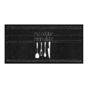 Tapis de cuisine noir avec inscription ma cuisine minimaliste de la marque Derrière la porte