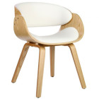 Chaise Nordy scandinave avec pieds en bois clair et coussin en simili blanc de la marque Loungitude 