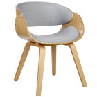 Chaise Nordy scandinave avec pieds en bois clair et coussin en simili gris clair de la marque Loungitude