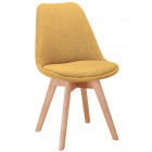 Lot de 2 chaises en tissu jaune et pieds en hêtre naturel de la marque Loungitude