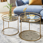 Lot de 2 tables basses en métal avec miroir or de Loungitude