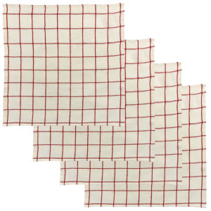 Lot de 4 serviettes de table Karma carreaux écru/rouge de Winkler